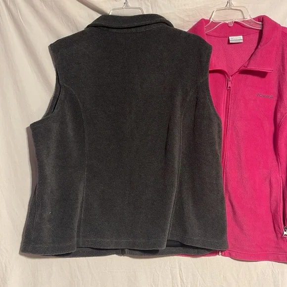 Columbia 3X Fleece Vest Bundle Gray Pink Zip Up Plus Size Women’s Jacket Soft - Picture 4 of 7
